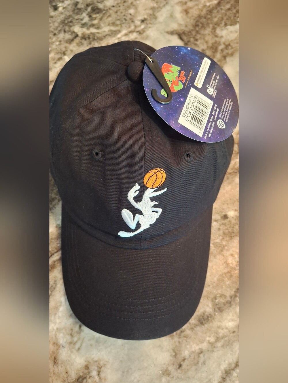Space Jam 30 Bugs Black Basketball Embroidered Baseball Cap